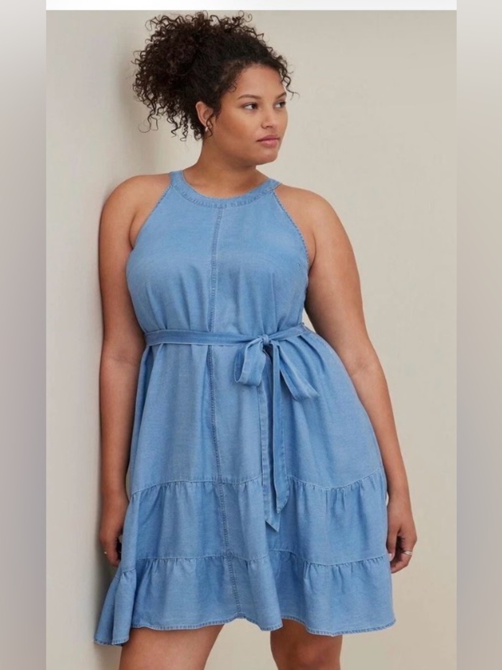 Torrid Chambray Ruffle Tier Dress 3XL